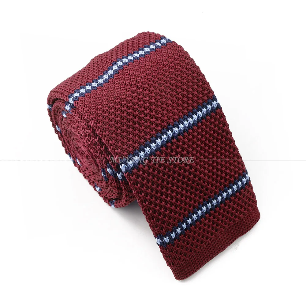 Men's Embroidered Striped Knit Slim Necktie – Stylish Designer Cravat