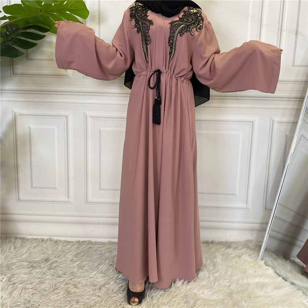 

Luxury Embroidery Sequins Abayas Muslim Women Long Dress Arabic Turkey Middle East Maxi Robe Islamic Ramadan Robe Kaftan Dubai