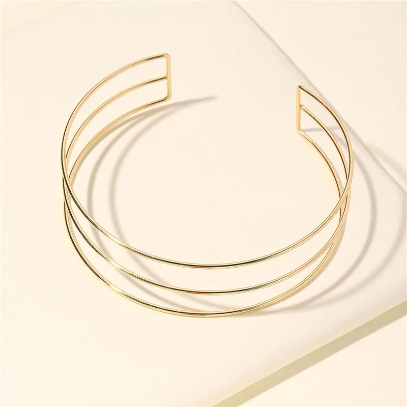Double Layer Metal Bib Torques Choker Necklaces for Women Collar Statement Necklace Punk Jewelry metal choker necklace women jewelry