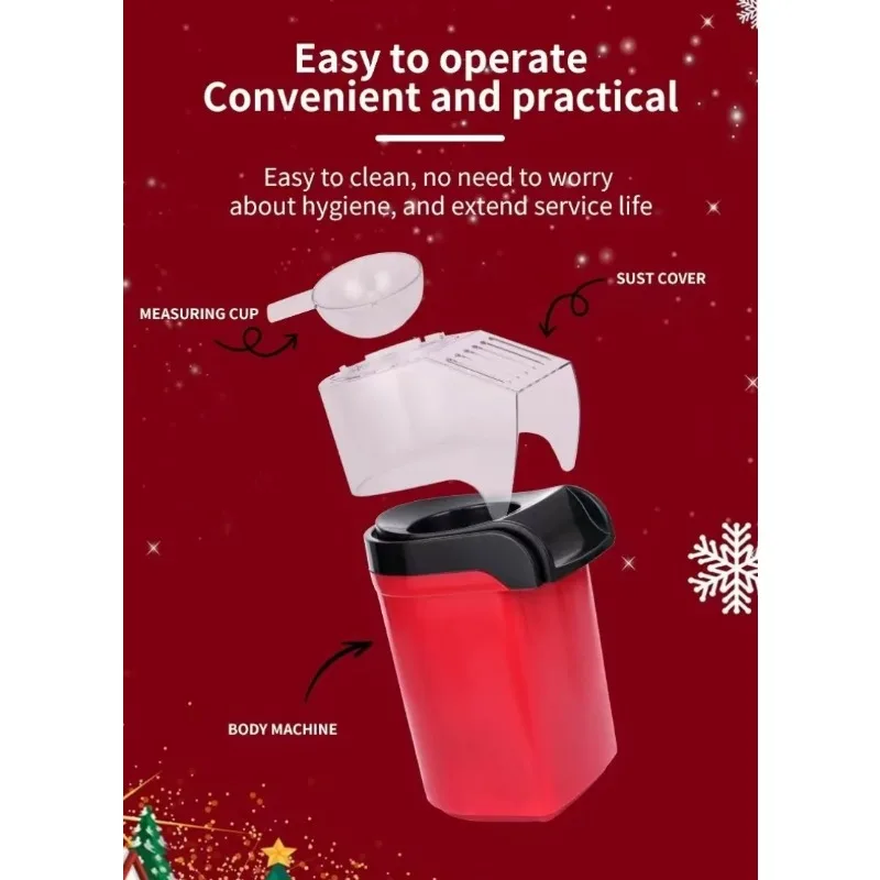 Automatic Popcorn Maker - Compact Home Use 110V-220V Convenient Hot Air Electric Corn Popper