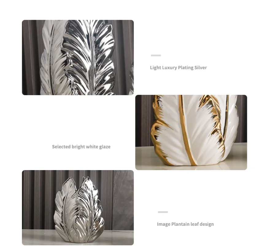 Nordic luxury gold painted ceramic high-end vases personalized living room porch decoration TV cabinet creative home ornament 6