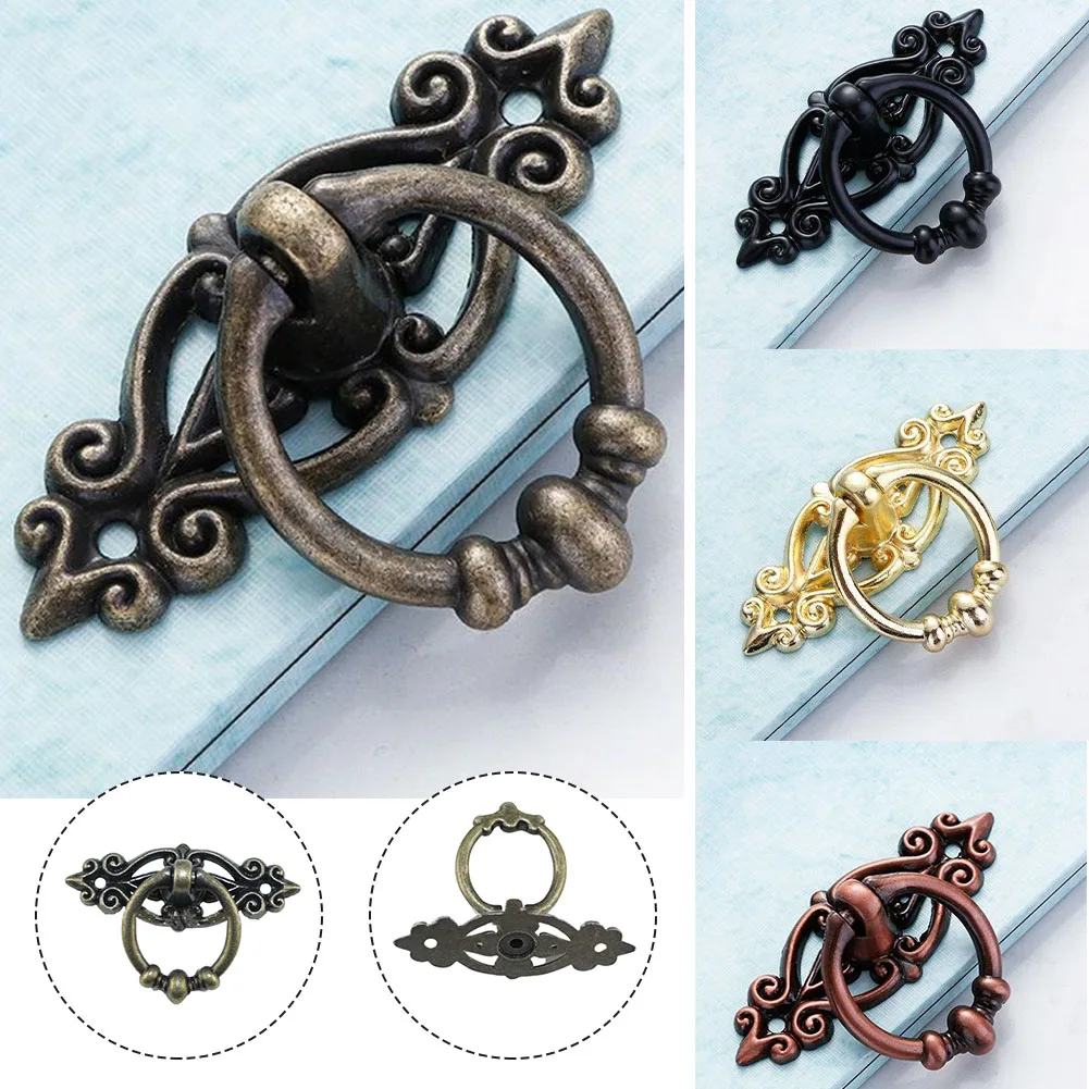 

Retro Handle Kitchen Cabinet Dresser Door Drawer Pulls Hanging Rings Furniture Door Alloy Handle Hardware Accessory Decoratuions