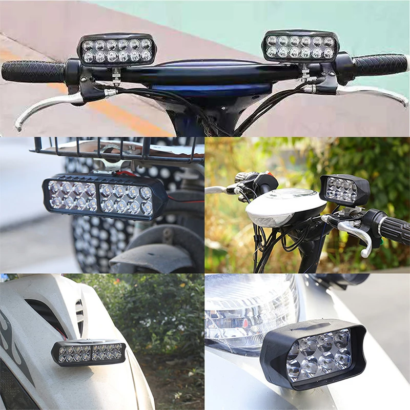 1Pcs 8/12/16 Led Motorcycle Lights External Auxiliary Lamp Motorbike High Bright DRL Driving Light Work Light White 12V