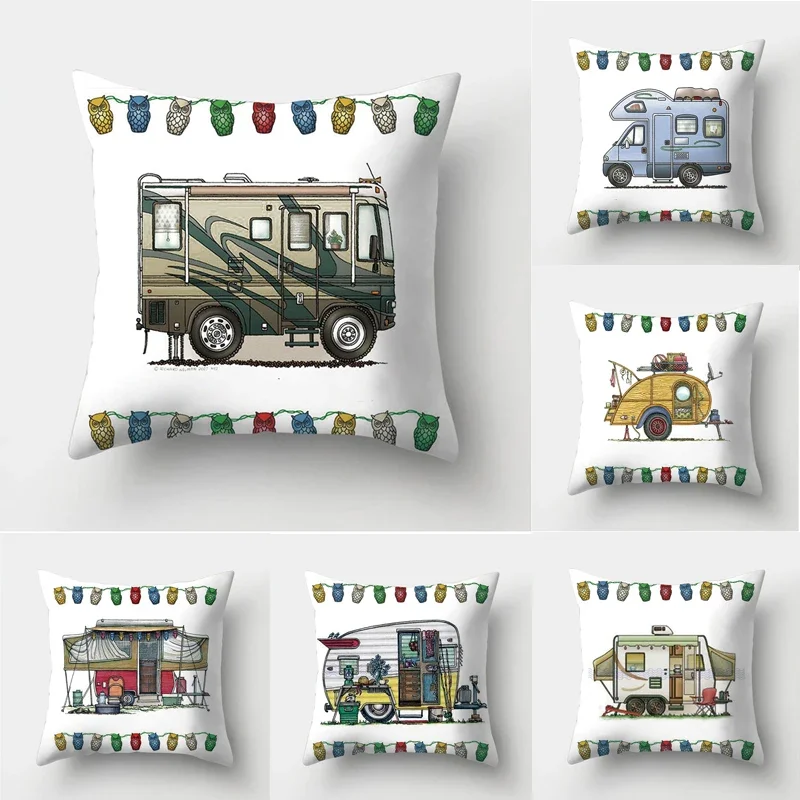 

Декоративная наволочка 45x45 см в виде фургона