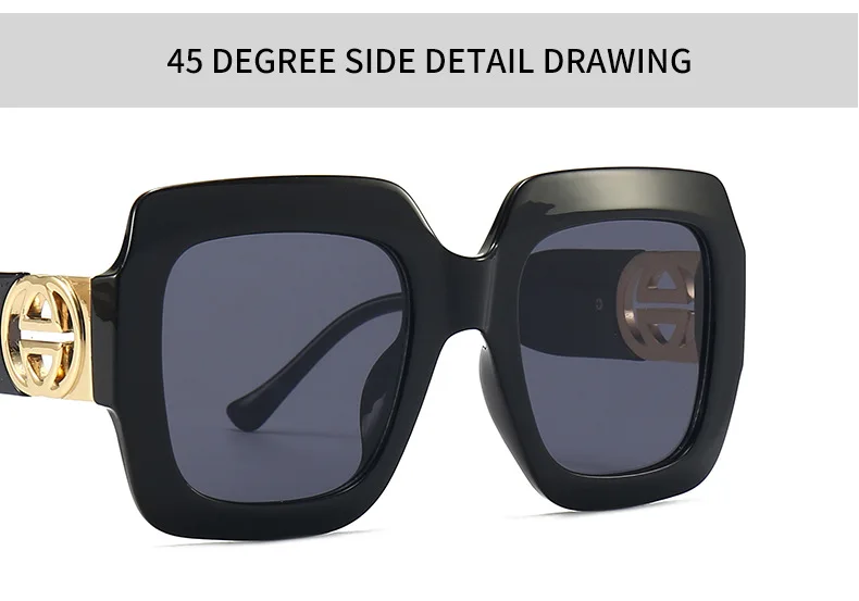 Gradient Colors Oversized Luxury Brand Designer Square Sunglasses