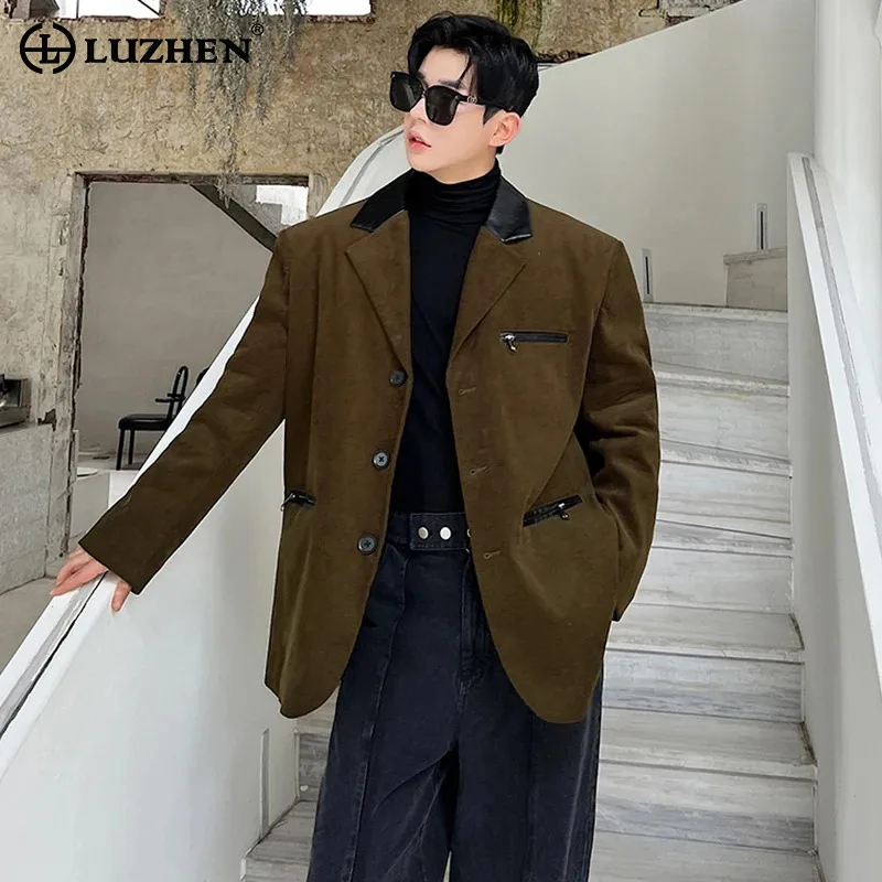 

LUZHEN Stylish Zipper Splicing Design Suit Jackets Original Men Spring Trendy Elegant Blazers Korean Reviews Many Clothes LZ2549