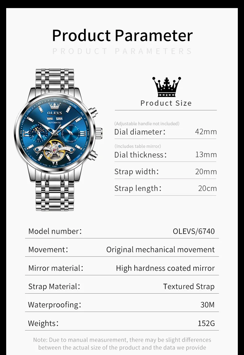 OLEVS 6740 New Automatic Watches For Man Exclusive Mechanical Skeleton Flywheel Men's Watches Moon Phase Calendar Wristwatch Man