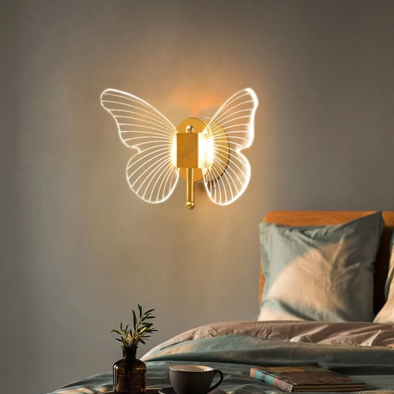 

Butterfly Creative LED wall light bedroom bedside wall lamps Aisle Stair home decor Lighting fixtures