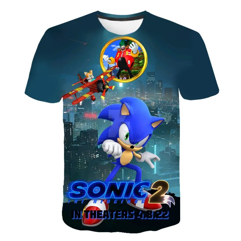 thumbnail image 1 of Sonic The Hedgehog Anime Harajuku 3D Camiseta con impresión digital Camisetas de verano para hombre y mujer Disfraces de cosplay para niños Camisetas Tops, 1 of 5