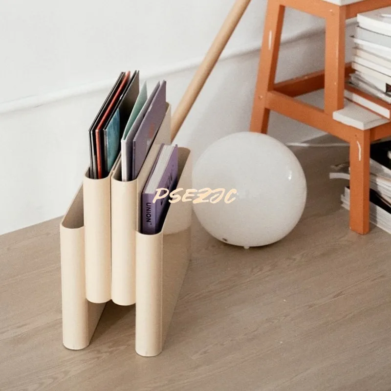 Minimalist Floor Style Book Storage Rack Multi Grid Desktop Organization Small Bookshelf Decoration Books and Newspapers