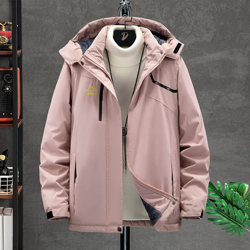 Ski Clothing Hardshell Outdoor Large Size Plus Pile Thick Mountaineering Clothing For Women And Men Couples Warm Ski Jacket