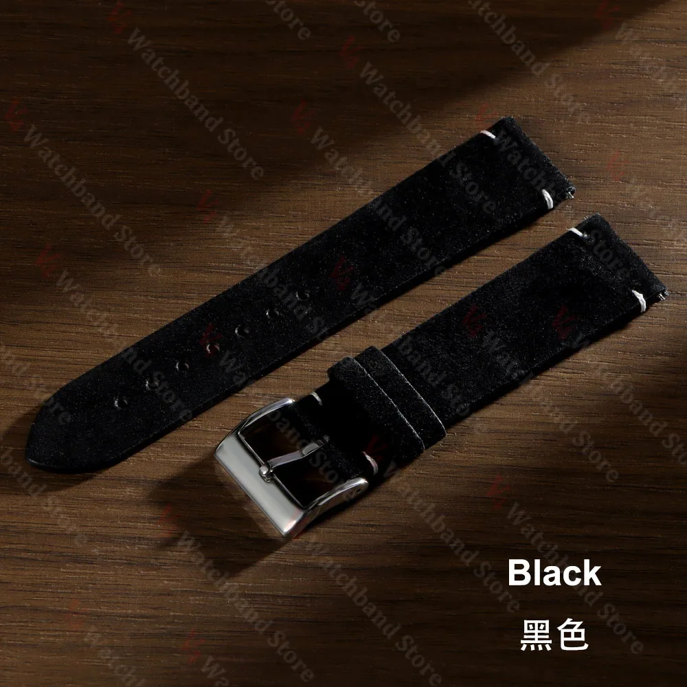 Premium Vintage Suede Cowhide Watch Strap in Blue Brown – Sporty & Stylish Replacement Watchband Accessory
