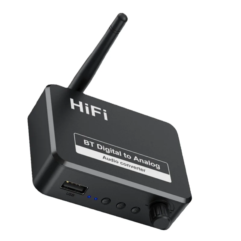 DIGIT-Bluetooth 5.3 오디오 수신기 디지털-아날로그 변환기 3.5Mm AUX L/R U-디스크 광학 스테레오 Hifi 무선 어댑터