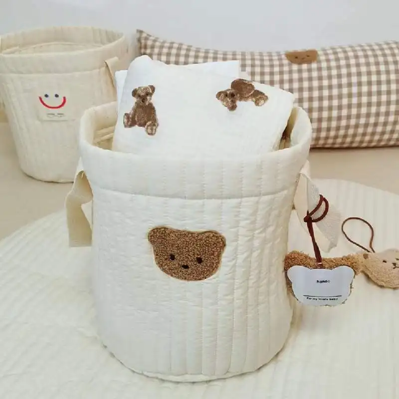 Baby Diaper Nappy Bags for Mom Cute Bear Large Capacity Mommy Bag Caddy Toys Dolls Storage Organizer Babies Accessories Beige 5
