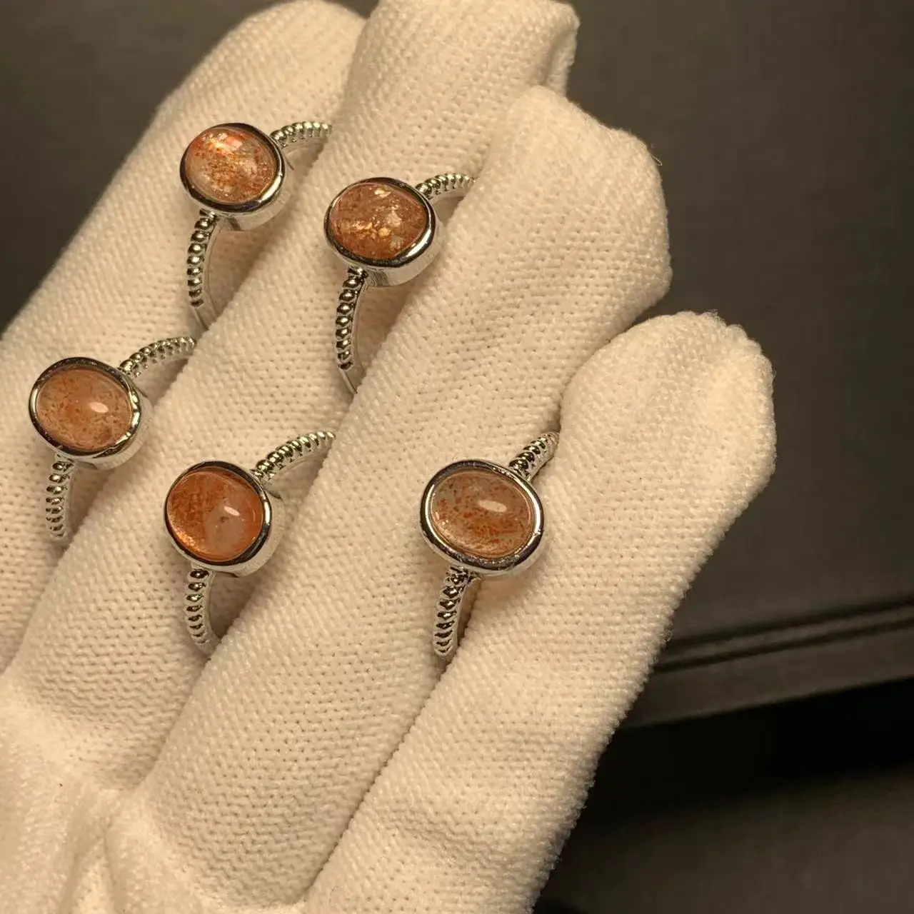 Natural Sanidine Gold Sunstone Ring Adjustable Female Heart ring Jewelry for Women Gift Wholesale High Quality Vintage Fine