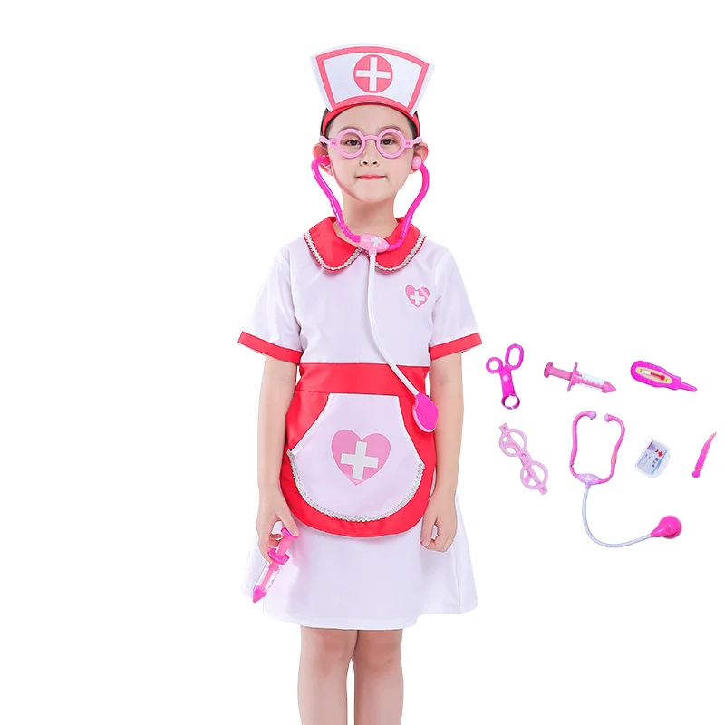Children's Doctor Clothing Nurse Uniform Role Playing Toy Set Halloween Cosplay Party Performance Costume Toy Girl