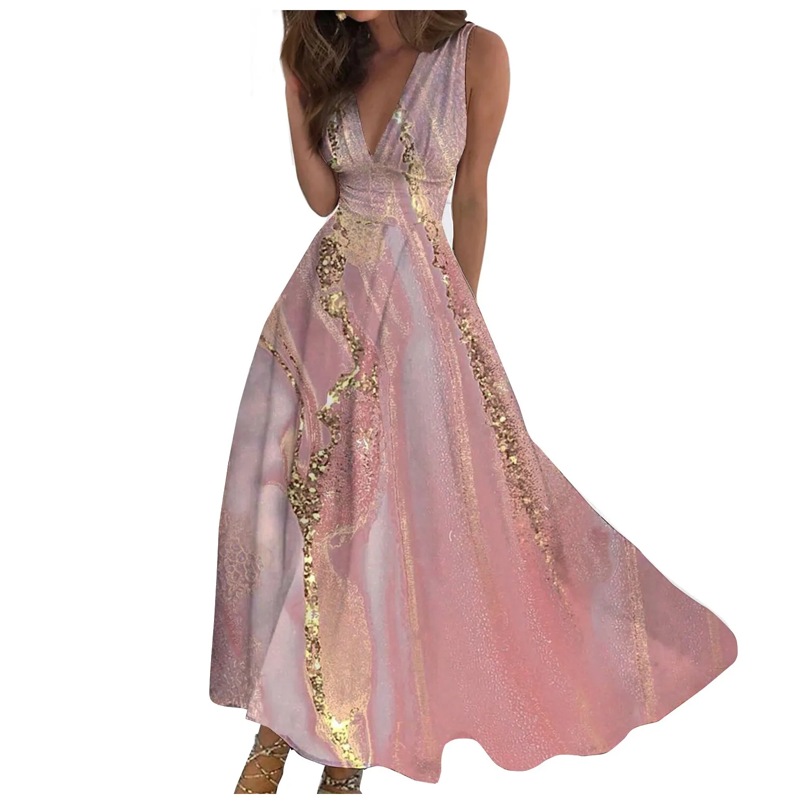 

2024 New Dress Maxi Dress Dress Swing Dress A Line Dress Floral Fashion Streetwear Outdoor Daily Date Print Sleeveless V Neck
