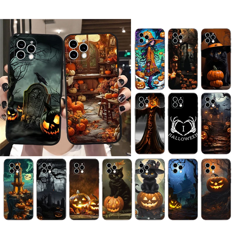 

Halloween Pumpkin Cat Phone Case For iphone 15 14 Pro Max 13 12 11 Pro Max XSMax XR 12 13 mini 14 Plus Shell