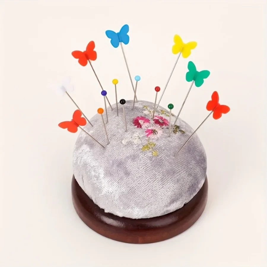 DIY 중국 스타일 수제 바늘 삽입 패드 플러시 천 커피 색상 베이스 패브릭 블랙 그레이 바느질 가방 (바느질용)