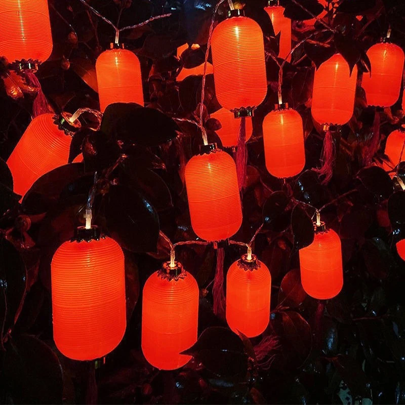 retro kerosene lamp shaped light string led garden atmosphere outdoor camping christmas decorative light layout solar lamps 10/20/40 LED Household Garden Atmosphere Decorative Lamp Chinese Red Lantern String Festive Garland Battery Lamp String