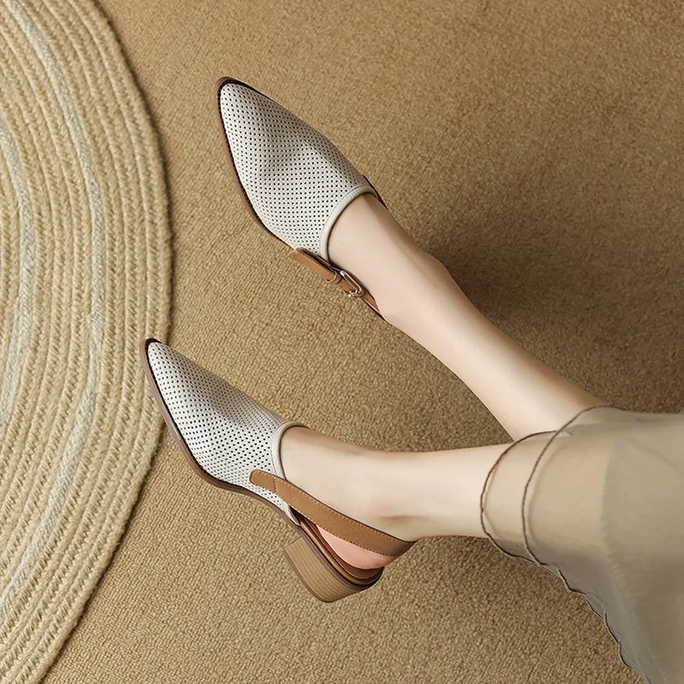 Knitted Mesh Bread Top Sandals for Women's Outerwear  Summer New Korean Fashion Versatile Thick Heeled Women's Shoes