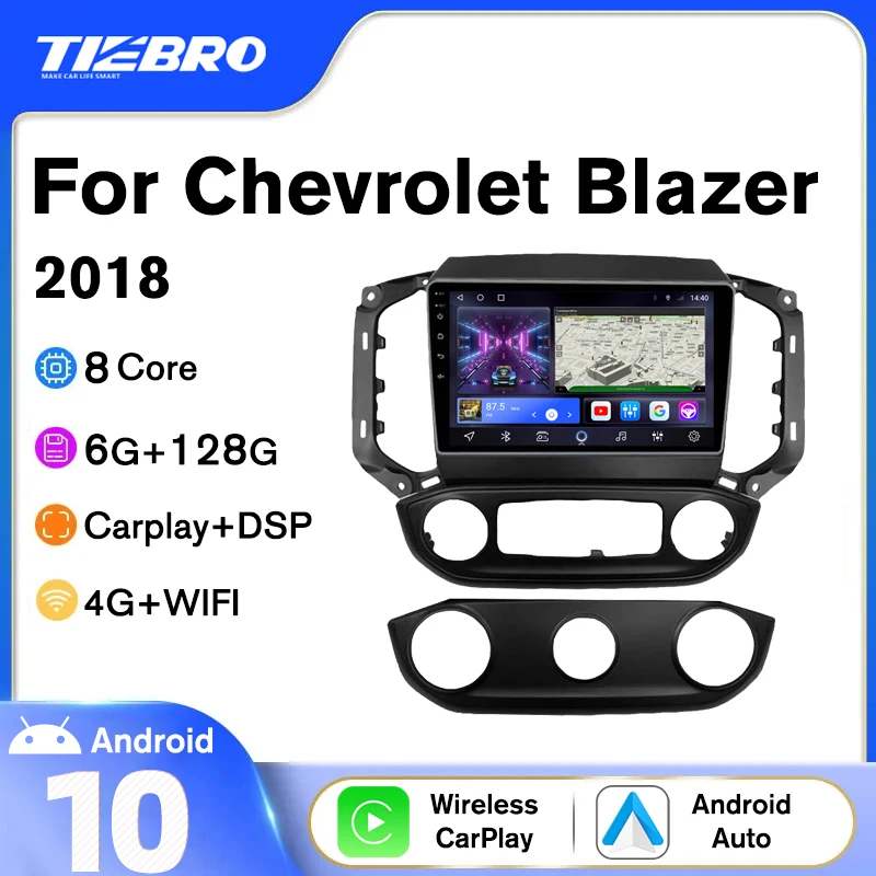 

TIEBRO 2 DIN Android10 Auto Radio For Chevrolet Blazer Colorado S10 2018 6G+128G IPS Car Radio GPS Navigation Bluetooth Player