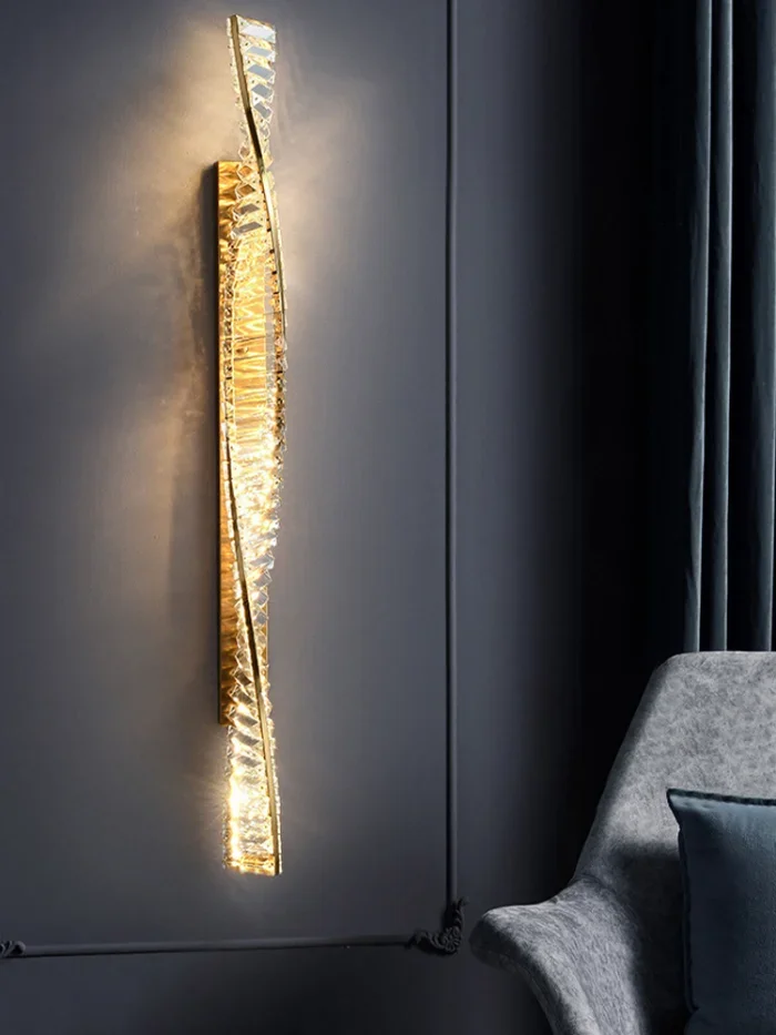 Description Picture 2 of itemNordic Luxury Crystal Wall Lamp Gold Creative Spiral Crystal Wall Lights for Bedroom Bedside Room Decor Indoor Lighting Fixtures