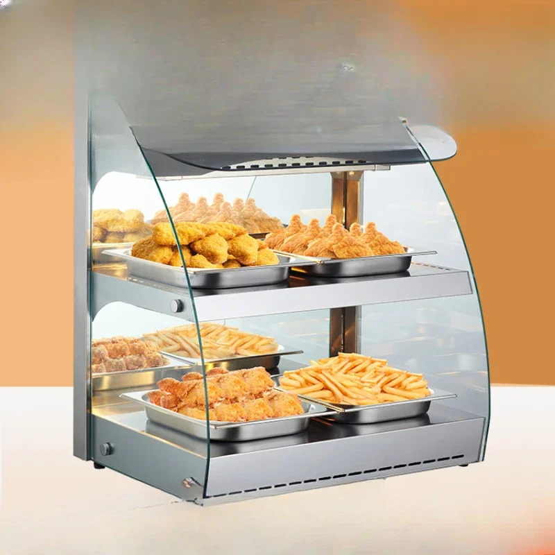 

Heat preservation display cabinet fried baked goods chestnut glass fried chicken fries hamburger cooked.