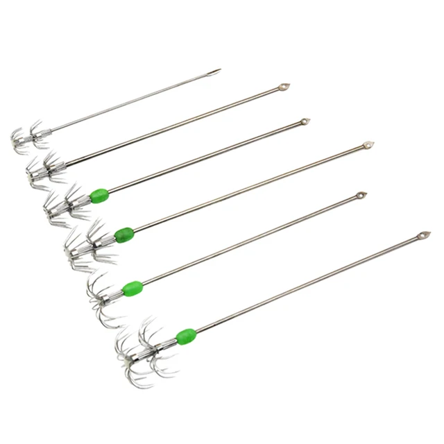 1/8/10/20pcs/ Box Umbrella Hooks Live Bait Hooks Squid Blow Tubes Octopus Squid Hooks Stainless Steel Fishing Gear Accessories 2