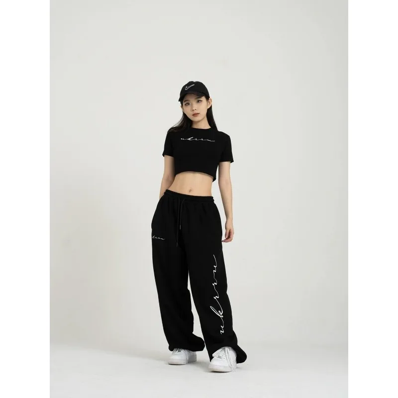 Deeptown Grey Sweatpants Oversize Jogger Pants Women Street Dance Vinatge Harajuku Wide Leg Trousers Female Casual Aesthetic New