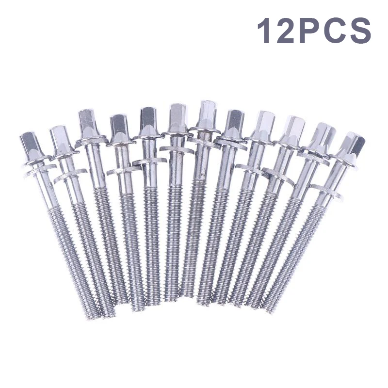 12Pcs Metal Drum Tension Rods Drum Lug Bolts Strong Drum Screw 5/6mm W/Washers Drum Lug Screws Drum Screws For Jazz Drums Repair