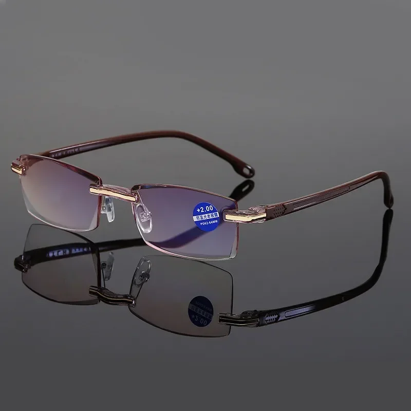 Reading Glasses Men Anti Blue Rays Presbyopia Goggles Women Vintage Rimless Eyewear Diopter +1.0 1.5 2.0 2.5 3.0 3.5 4.0 Окуляри reading glasses