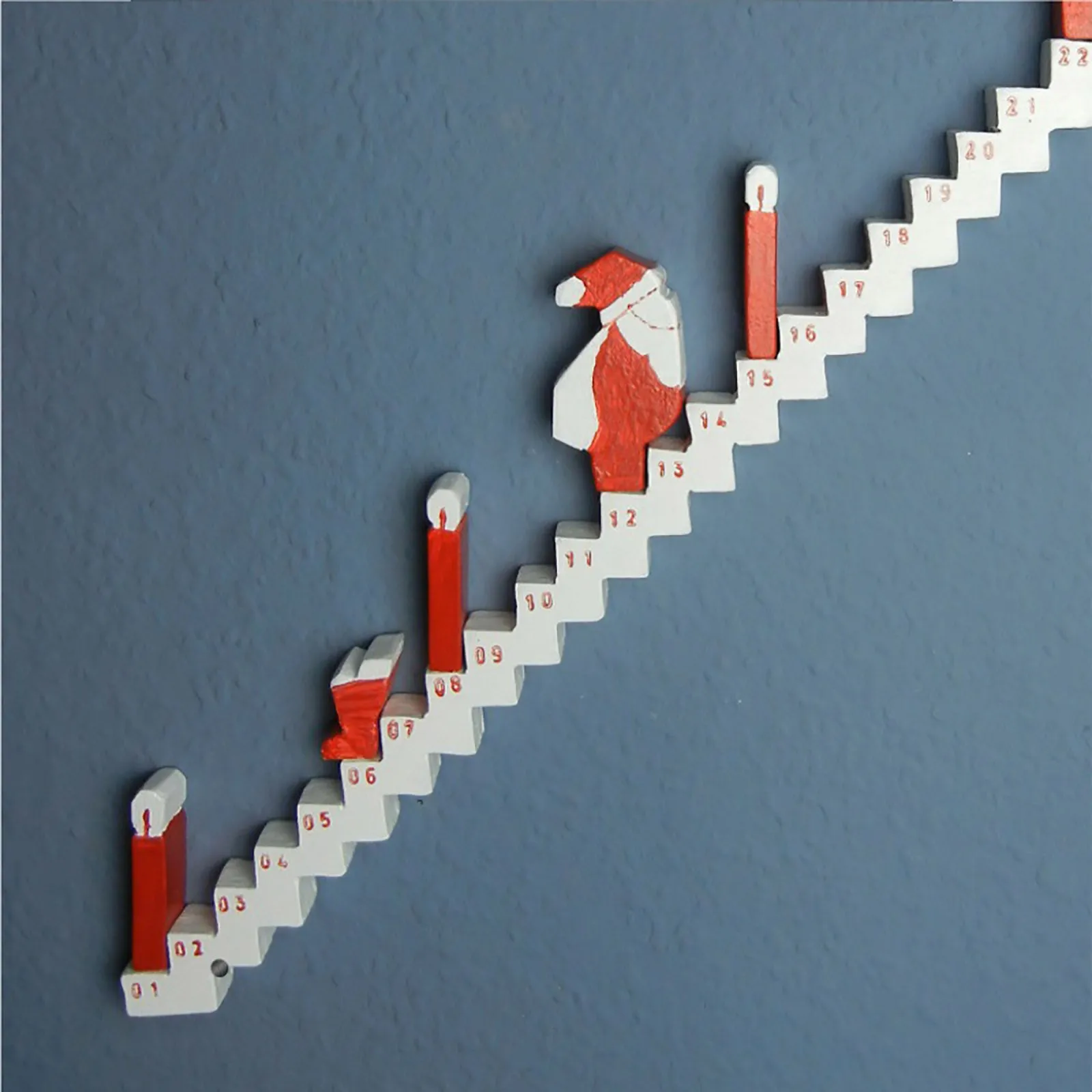 Christmas Advent Calendar Wood Stairs Climbing, Santa's Staircase Countdown Calendar, Santa Climbing Staircase Advent Calendar