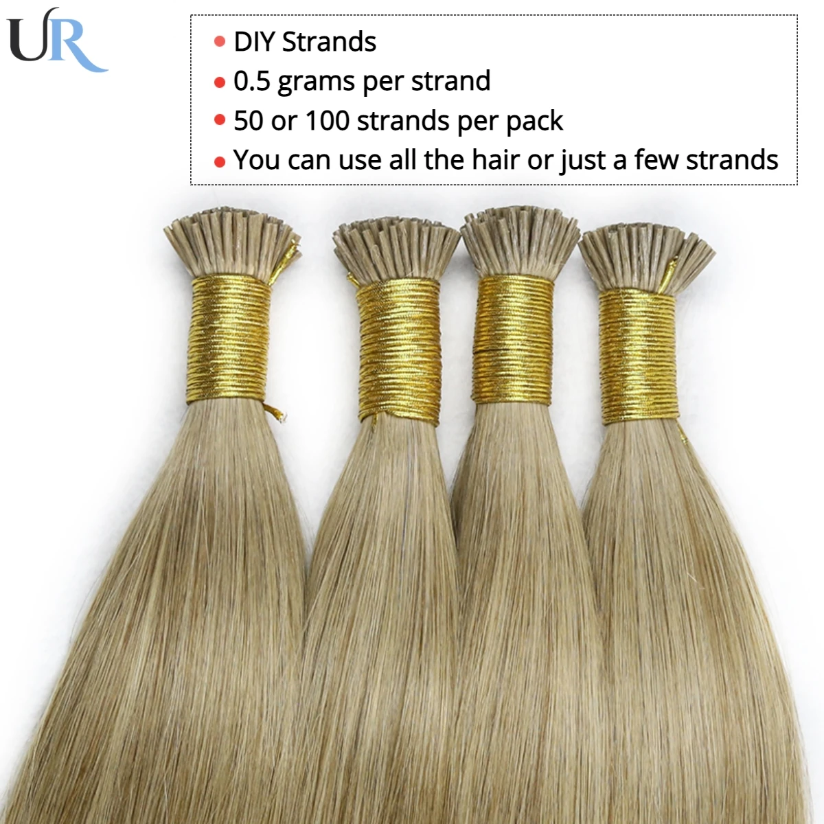 I Tip Human Hair Extensions Remy Hair 1.2cm Keratin Natural Extension Nail Bond Capsule Straight 50/100 Strands