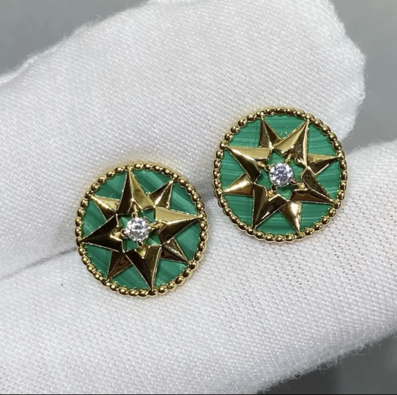 

2024 Top Luxury Classic Fashion Earrings S925 18K Natural Turquoise Shell Compass Hexagonal AAA Crystal Women's Jewelry Gift