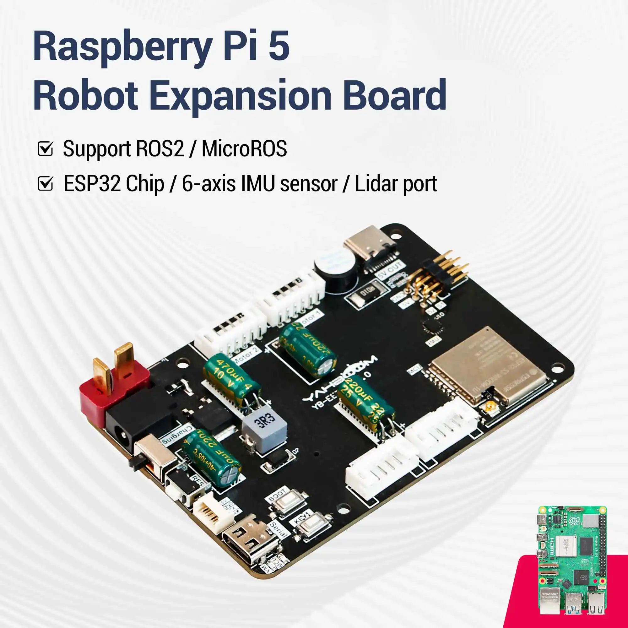 Yahboom Micro Ros Robot Expansion Board Control Ros2 Con Esp32 6 Axis Imu Sensor Servomotore Drive Per Raspberry Pi 5 Jetson