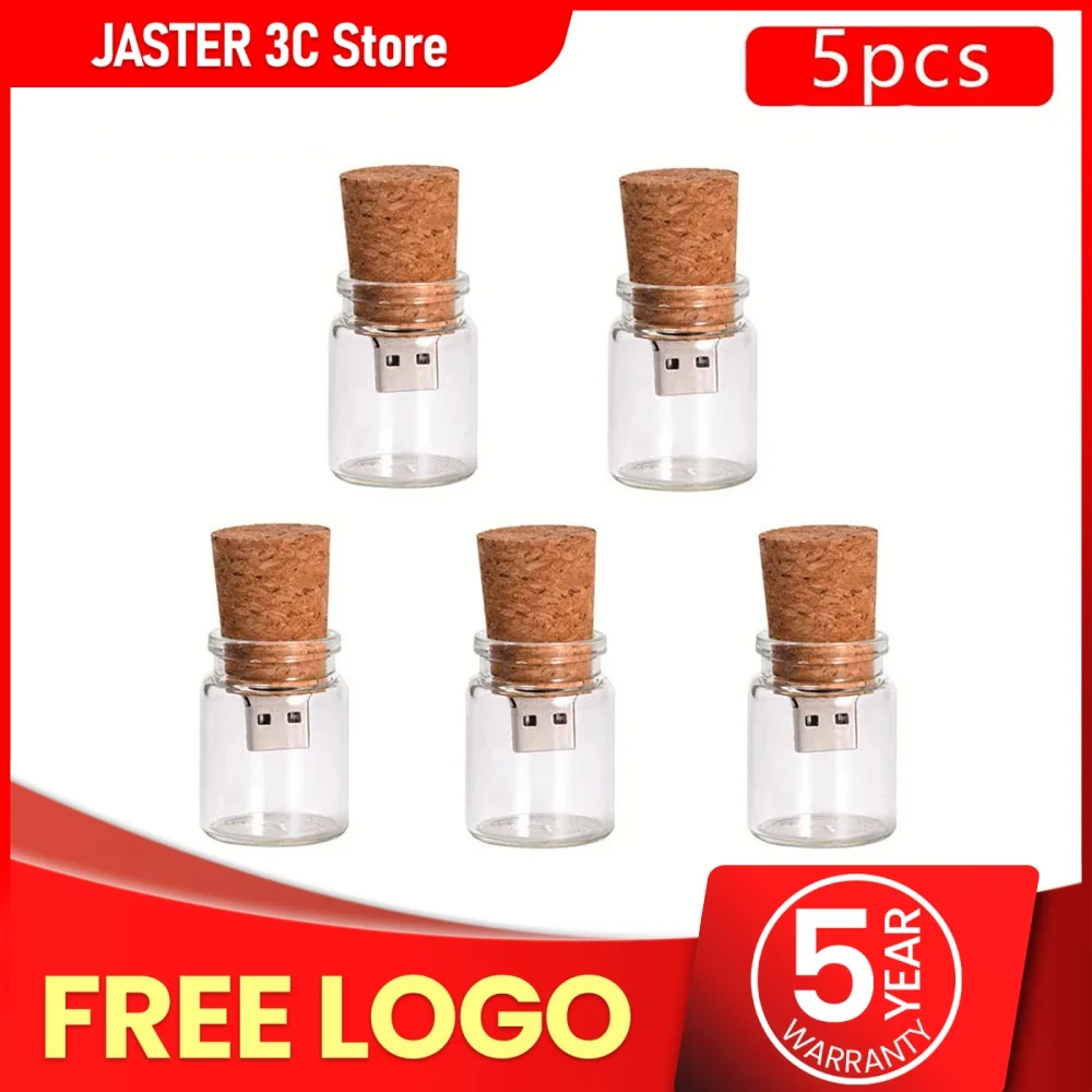 USB 2.0 Glass Drift Bottle with Cork Flash Drive Stick Pendrive 4GB 8GB 16GB 32GB 64GB 128GB 5pcs/lot Wedding Gift