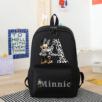 Mochila de dibujos animados de Minnie Mouse Disney para niñas y niños, mochila de Anime, mochila escolar transpirable para estudiantes, bolsa de lona resistente al desgaste, regalos para niños