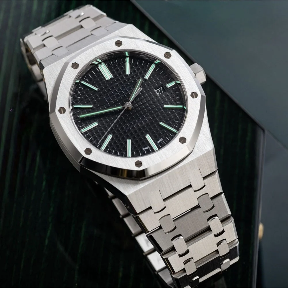 41mm Men Stainless Steel High Quality WristWatches Luxury Octagon Design 15400 Man Gift Waterproof Brand Logo Quartz Movement