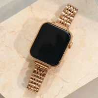 Bracelet de montre mince en métal et acier inoxydable pour femme, pour Apple Watch 38/40/41mm 42/44/45/46/49mm, adapté à la série iWatch SE987654321 1