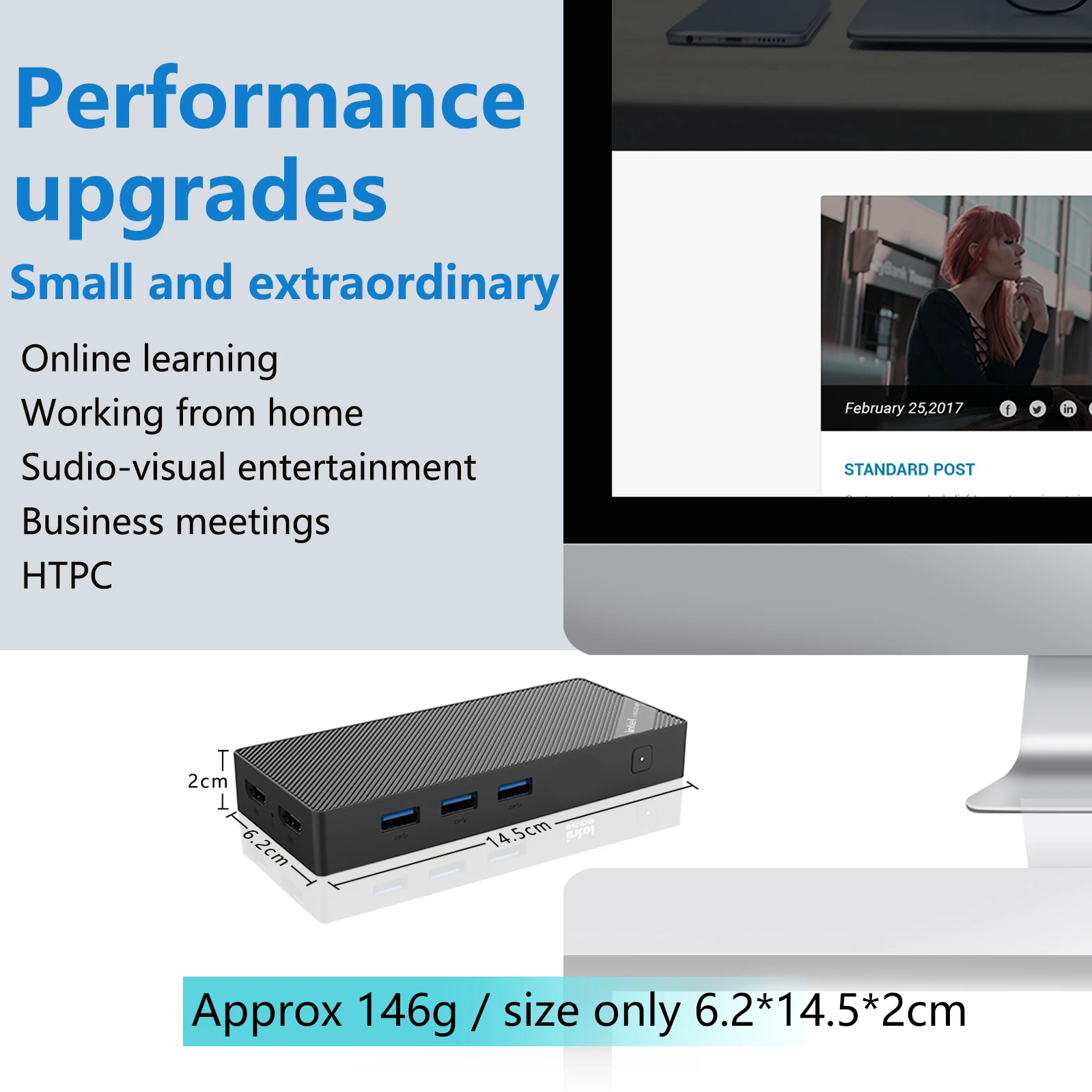 SZBOX  S12 Plus N150 Portable Mini PC Windows 11 PRO LPDDR5 16GB NVMe SSD 128GB WiFi6 BT 5.2 Dual HD Desktop Office Computer 2