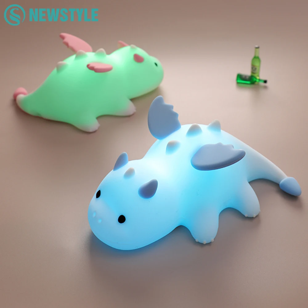 Little Dragon Kids Night Light - Color Changing Silicone Lamp, Touch Control, Rechargeable