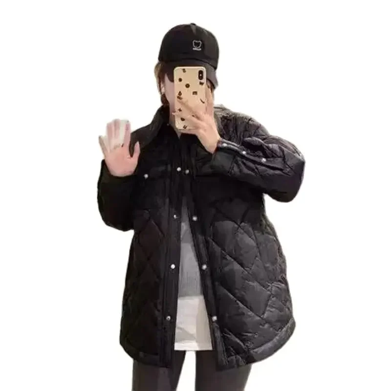 Winter Maternity Down Jackets Long Sleeve Turn-down Collar Button Fly Pregnant Woman Plaid Cotton Coats Pregnancy Outerwear