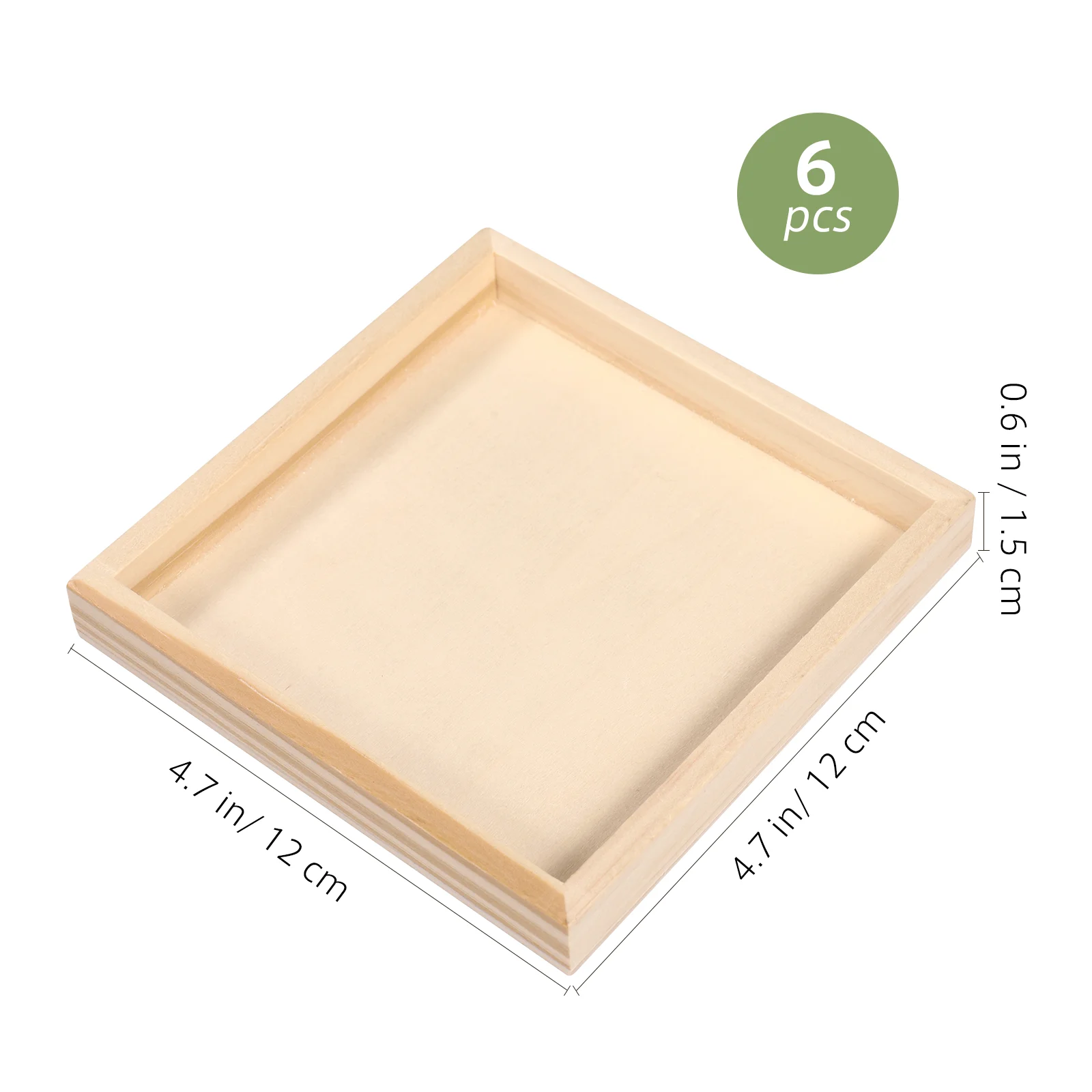 6 Pcs Wood Tray Trays Storage Serving Unfinished Six-sided