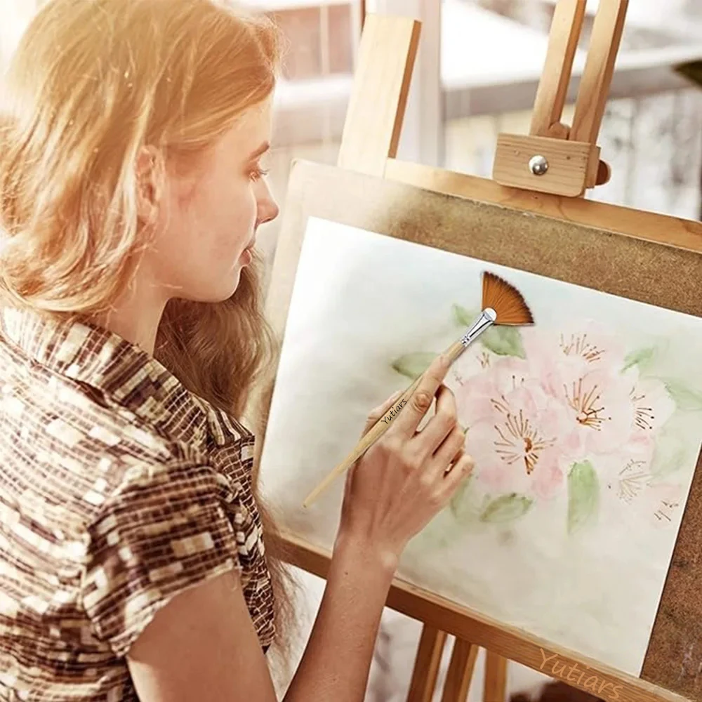 전문가용 페인트 브러쉬 5개 팬 페인트 브러쉬 아티스트용 나일론 브러쉬 아크릴, 수채화 및 유화용