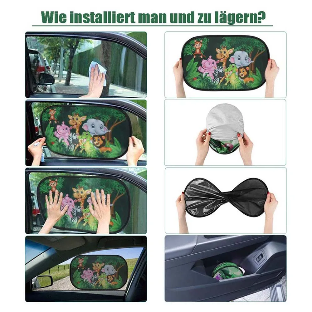 New car sunshade car window sunroof sunshade sunshade children baby pet windshield cartoon pattern 2pcs car curtain multi functional storage curtains children car window sun protection insulation cartoon bear bunny car sunshade