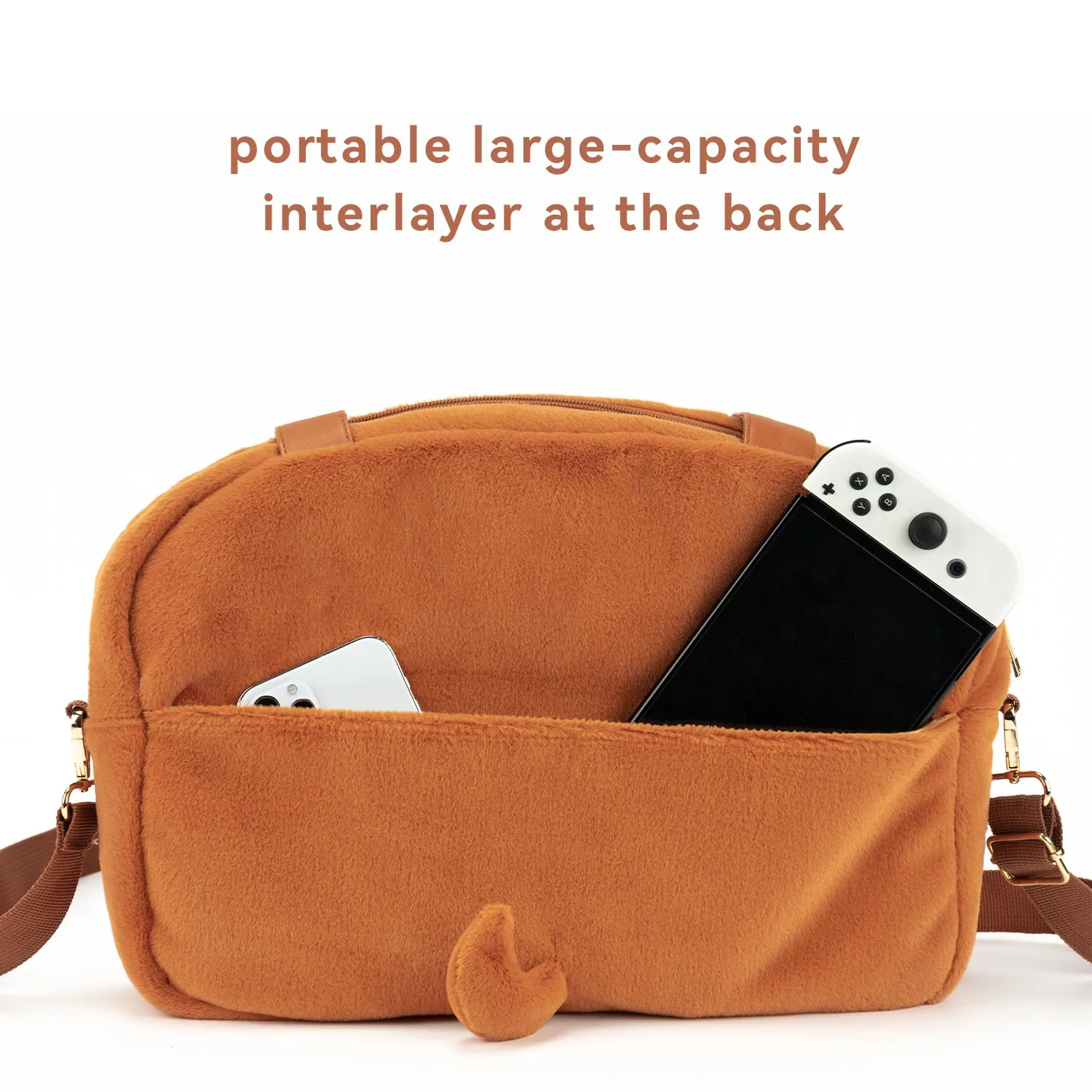 GeekShare Women\'s School Messenger Bags Kawaii Dog Toast Plush Shoulder Bag Female Handbags Fashion Brown Large Capacity Bags