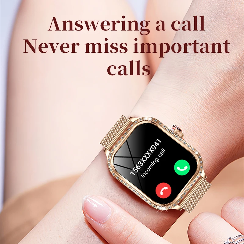 2025New Fashion Smart Watch Women 360*360 HD Screen Heart Rate Monitor Custom Dial Waterproof AI Voice Bluetooth Call Smartwatch