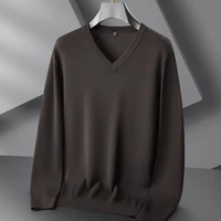 8XL 7XL 6XL 2024 New Autumn Winter High End Business V-Neck Sweater Men Soft Warm Cashmere Pullover Casual Loose Mens Sweaters 2