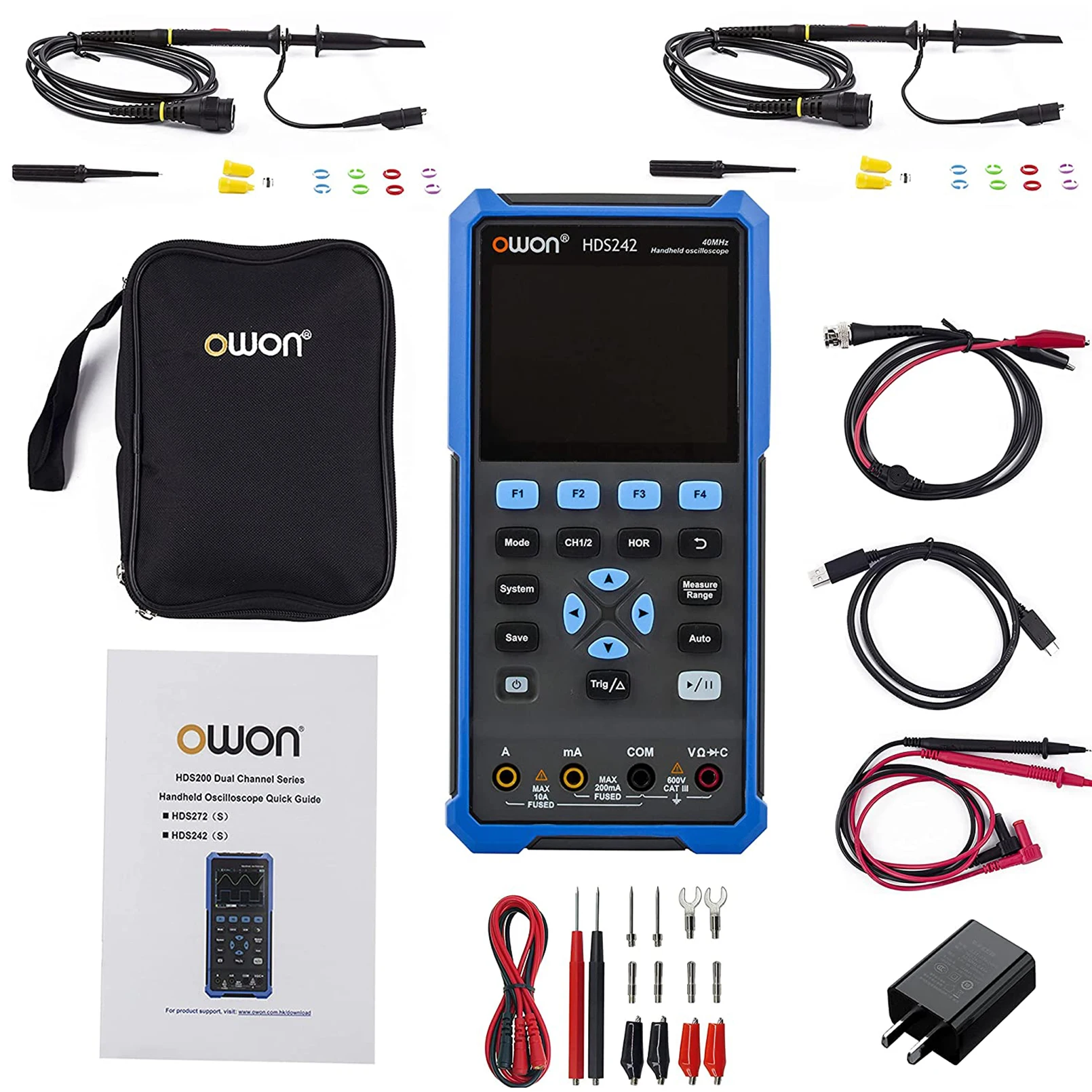 OWON HDS242S 242 Handheld Digital Oscilloscope 250MS/s 8 Bits 40MHz Bandwidth 2CH+1CH Generator True-RMS Multimeter Osciloscopio digital oscilloscope